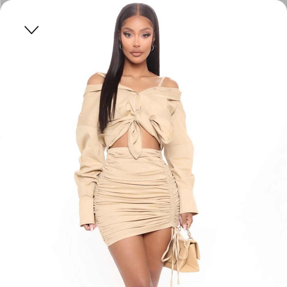 Take a look ruched skirt set | Fashion Nova| XL | TAUPE|